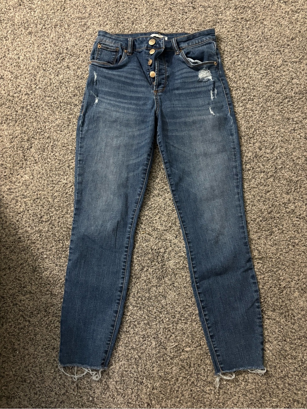 STS Blue Women's Skinny Button-Fly Distressed Jeans - Medium Blue